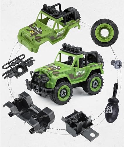Image of Zest 4 Toyz Pack of 4 DIY Vehicle Toys Take Apart Toys Military Army Car Toy Kids STEM Sand Toys for Kids Birthday Gifts for Boys 2 3 4 5 6 Year Old (Multicolor)