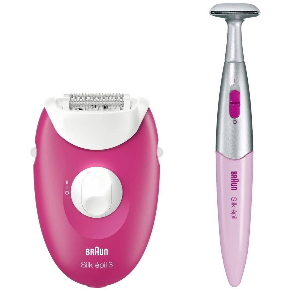 Braun Silk-epil 3 3-420 Epilator Raspberry Pink with 2 Extras Corded Epilator (Pink)
