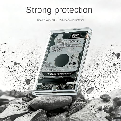 Carcasa disco duro externa de 2.5 pulgadas transparente con transferencia de 5Gbps y soporte UASP 7