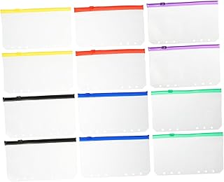 WATIIFUFU 12 peças pastas de arquivos sacos de armazenamento clipes fichário bolsos reutilizáveis sacos com zíper decorativos bolso pasta documentos bolsa caderno bolsa transparente livro de cartão de visita b5 pacote com zíper PVC