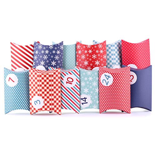 Pajoma Calendrier de l'Avent Oreiller Bleu, 1 x 24 boîtes à remplir, Autocollant Inclus Cover