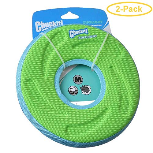 Chuckit!ZIP FLIGHT AMPHIBIOUS FLYING RING FLOATS Fetch Toy Medium - Pack of 2