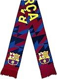 Icon Sports Officially Licensed FC Barcelona Soccer Supporter Scarf – Modern Geometric Blaugrana Knit Fan Scarf with FCB Crest - Home
