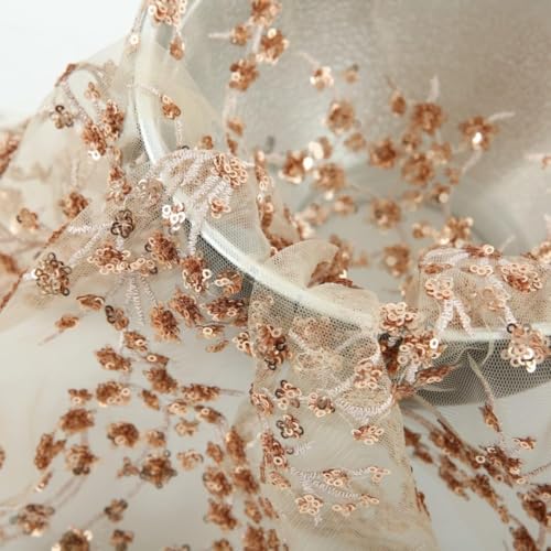 Tissu à coudre tulle perlé floral pour réussir une robe de mariée sans faux plis