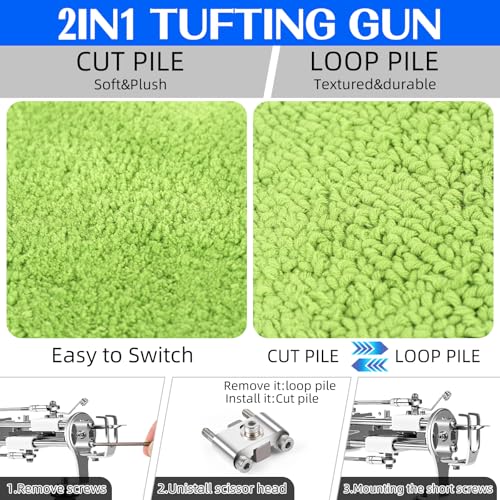 Image of Rug Tufting Gun with Carpet Trimmer Kit,Tufting Gun Starter Kit Professional Tufting Rug Making Machine ,2 in 1 Cut Pile Loop Pile Tufting Gun Kits for Beginners and Amateur