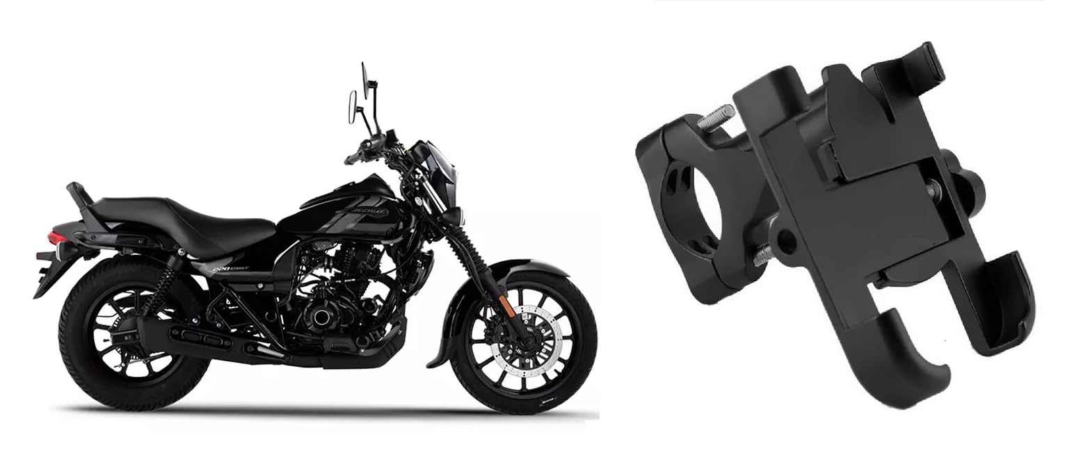 Bike Mobile Holder Metal (Aluminium Alloy) | 360° Rotation Handlebar Phone Mount | Anti-Vibration Clamp | Motorcycle & Cycle Mobile Stand Suitable for Bajaj Avenger Street 220-picture-27