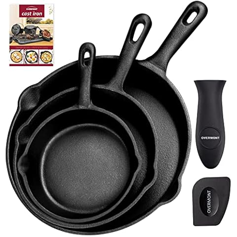 OVERMONT Pre-Seasoned Cast Iron Skillet Set Cover