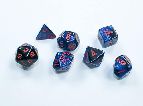 DND - Juego de dados de Chessex D&D Géminis Mini juego de dados poliédricos de 7 piezas de dados poliédricos negro-estrellarojo, dados de mazmorras