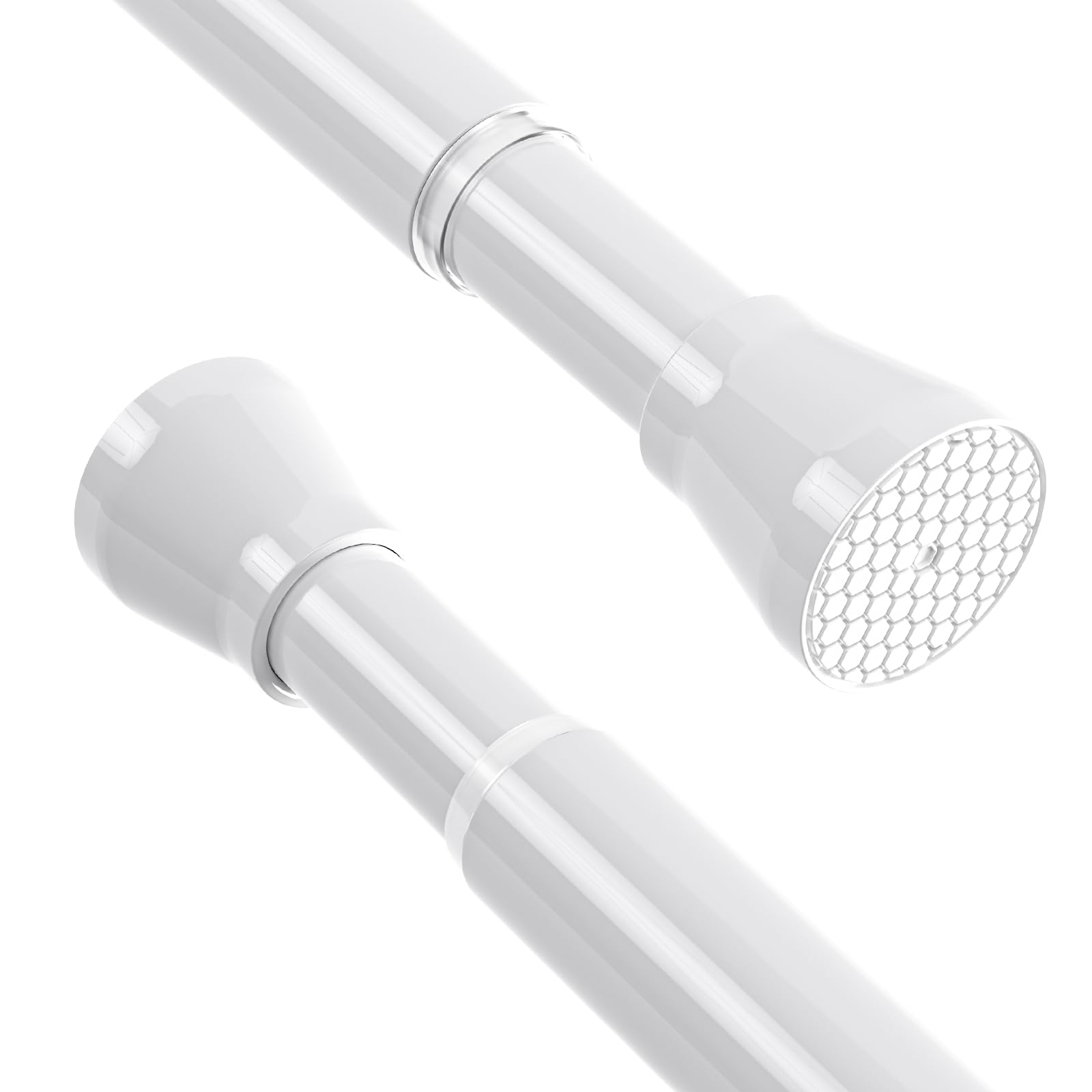 Bastone per tenda da doccia, 70-130 cm, antiscivolo, bianco, senza fori, estensibile, antiruggine, per cucina, armadio, finestra e bagno