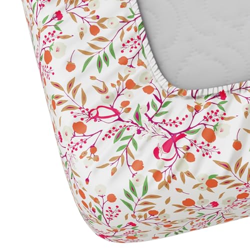 Image of Dreamscape 100% Cotton Fitted Bedsheet for King Bed, 186 TC, 1 Fitted Bed Sheet (Size 72 x 78 inches) with 2 Pillow Covers - Orange