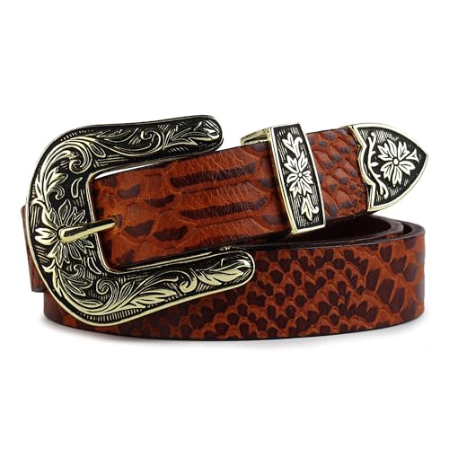 Image of 25mm Genuine Leather Waist Belt for Women - Fancy Vintage Buckle Belt For Jeans | Stylish Adjustable Party Belt For Ladies /Girls /Women | Waist Size 28-44 Inches
