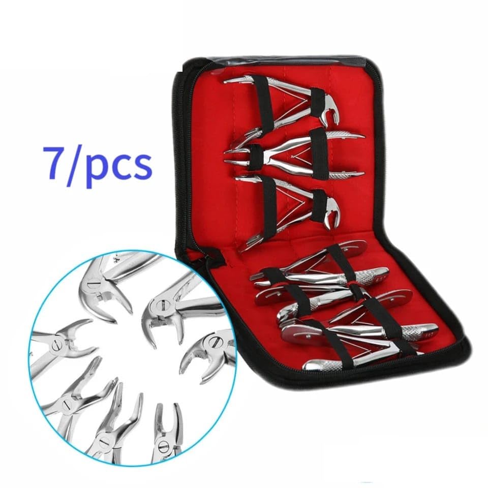 Generic 7pcs Dental Forceps Children's Tooth Extraction Forceps Pliers Kit Orthodontic Dental Lab Instruments Tools Stainless Steel