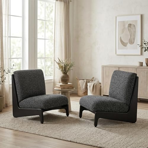 Sillón acolchado sin brazos negro y gris oscuro miniatura 1