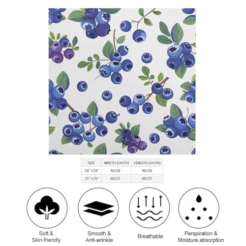 Blueberries with Leaves Women's Silk-Like Fashion Head Scarf Versatile Satin Square Bandana Kerchief2