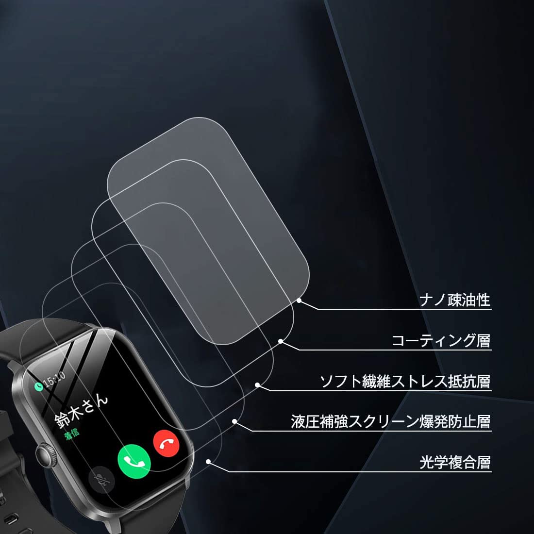 Amazon.co.jp: 【4枚セット】スマートウォッチ 1.85 / 1.9/1.91 /1.96