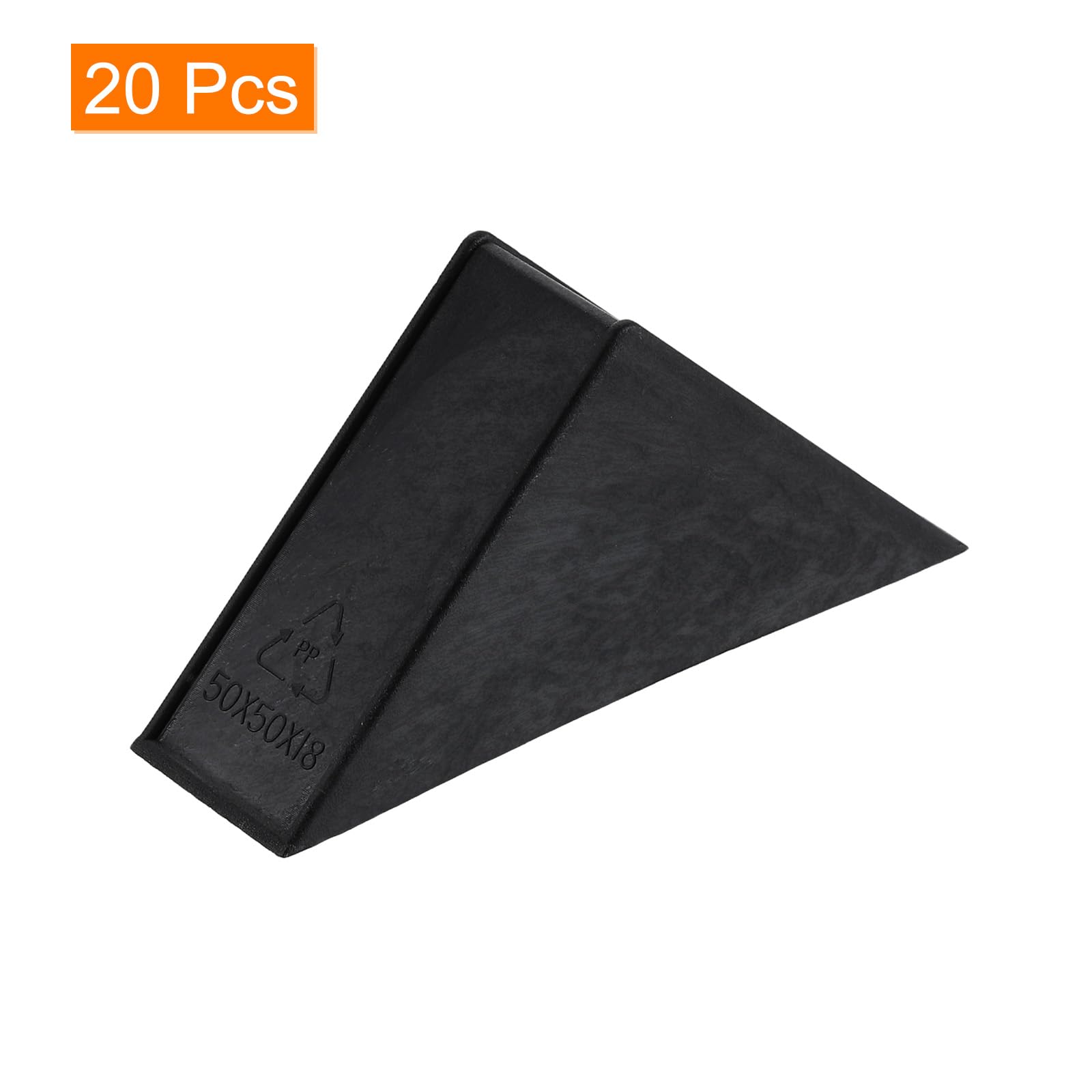 sourcing map Lot de 20 protections d'angle en plastique - 18 x 71 mm - Angle droit - Pour la protection des coins du verre, du miroir, du carrelage - Noir