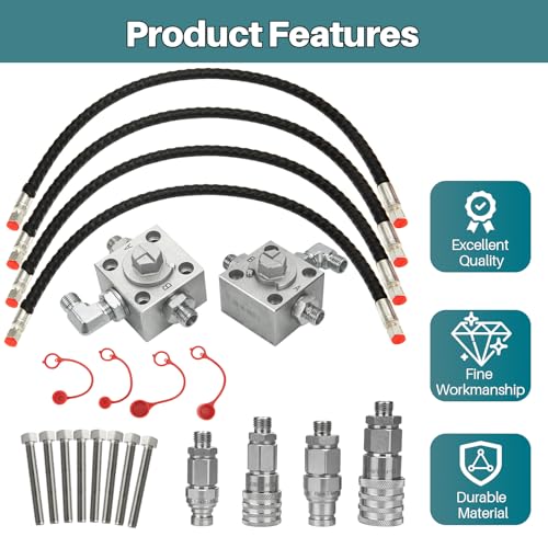 Image of 2PCS 3-Way Diverter Valve Kit for 1-2 Ton Chinese Mini Excavator Alloy Steel Hydraulic Valves w /Quick Connects & 31 inch Flexible Hoses (Fits M14 /M16)
