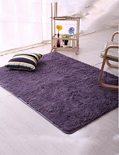fashionbabies Super suave, Shaggy alfombra, gris y morado, 120*160cm Cover