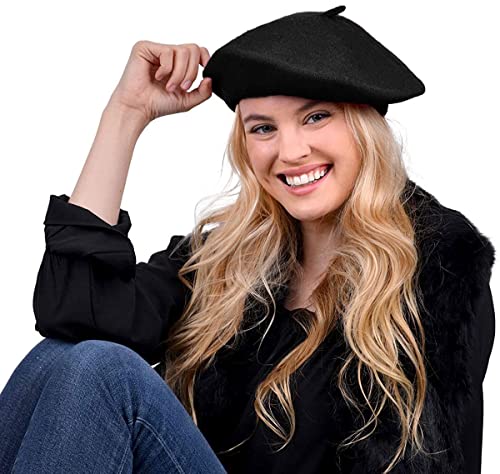 Yaksa Unisex Wool Blend French Artist Beret Caps for Women & Men