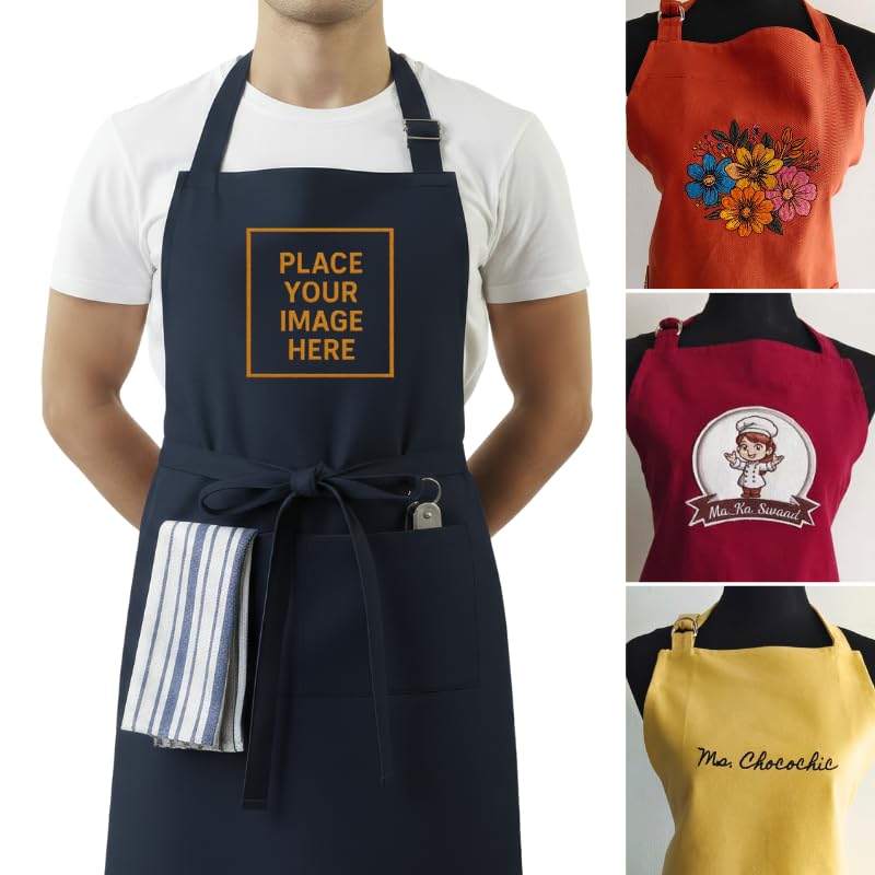 Personalized Custom Apron – 100% Cotton, Adjustable Neck strap, Large Pocket – Unisex Apron for Men & Women – Cooking, Baking, BBQ, Customizable-image-14