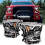 AKKON - For 2015 2016 2017 Ford F-150 Pickup Black Housing Dual LED-DRL Light Bar Projector Headlight