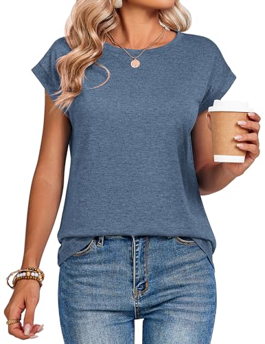 Image of Zeagoo Womens Tops Summer Casual Cap Sleeve Tshirts Shirts Business Dressy Spring Fashion Outfits Trendy Clothes