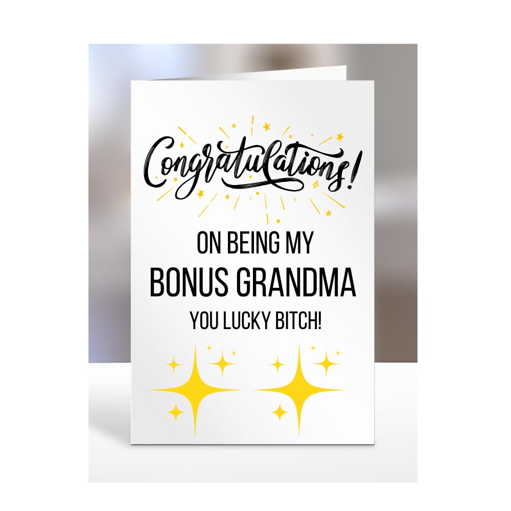 Congratulations on being my BONUS GRANDMA, you lucky btch, Funny Card, Joke, Silly, Gag, Birthday, Gifts for Women, A5-65_19 โ image 1