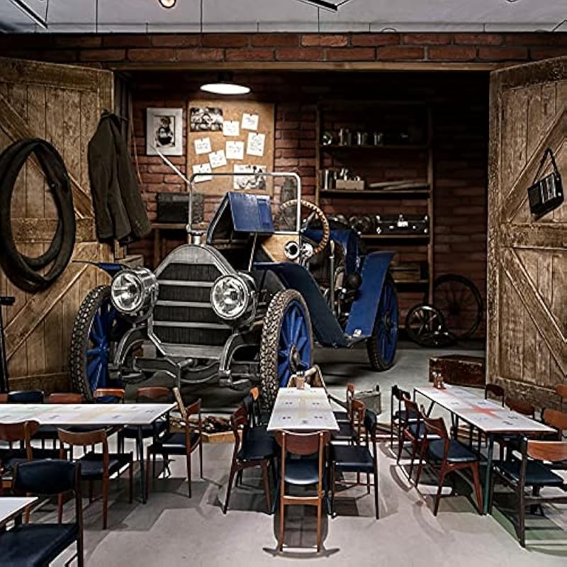 キナリ ベージュ Hgfhgd 自己粘着写真の壁紙3d車レトロノスタルジックなスタイルのレストランカフェミルクティーショップ背景壁の装飾壁画 Vtx Eus