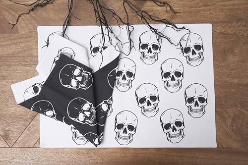Servilleta de Tela con Motivos de Calaveras Blanco y Negro 18x18 pulg miniatura 7