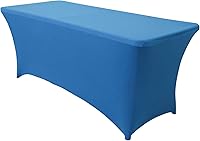 Vista 91 de Obstal Funda de mesa de elastano elástica de 4 pies para mesas plegables estándar, paquete de 2 manteles rectangulares universales ajustables