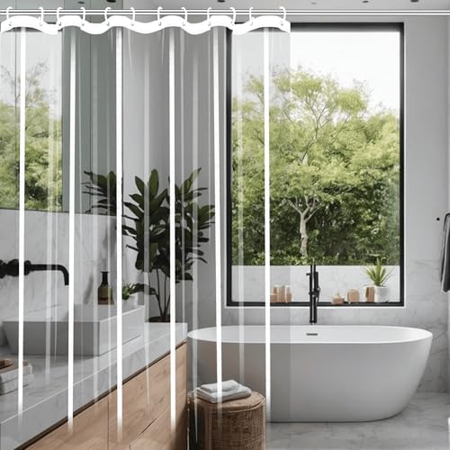 Rideau douche avec oeillets métalliques transparent et imperméable