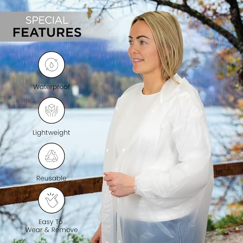 REDSTAR 2 Pack of Rain Ponchos - Long Rain Poncho Waterproof Adult Raincoats with Hood - Reusable Rain Coats for Women & Men3