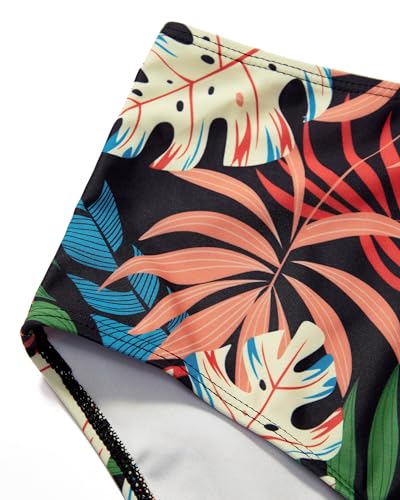 MOOSLOVER Women Twist V Neck Tankini Swimsuits High Wasited Two Piece Bathing Suits Swimwear(M,Coral Pink Leaf) - Image 7