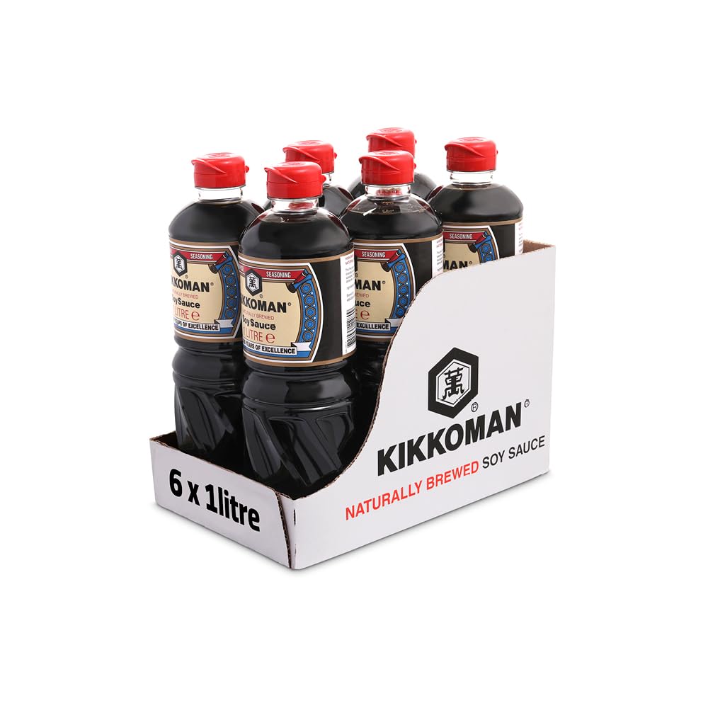 KikkomanSoy Sauce, 1 Litre, (Pack of 6), Naturally Brewed