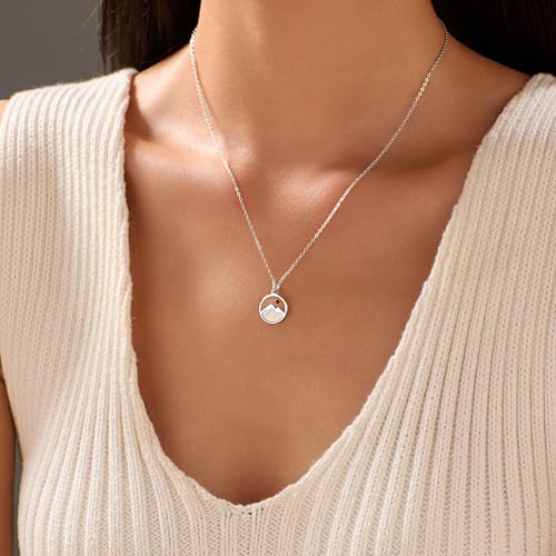 925 Sterling Silver Mountain Mustard Seed Necklace for Women Dainty 14k Gold Plated Pendant Necklace Graduation Necklaces Faith Jewelry Baptism Confirmation Religious Christian Christmas Gifts3