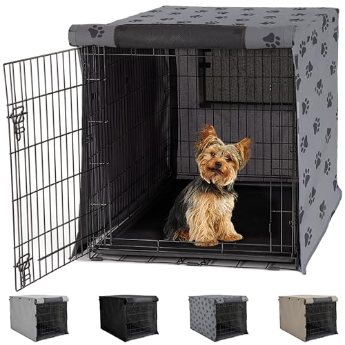 Gorilla Grip Heavy Duty Light Reducing Dog Crate Covers, All Sides Open, Privacy Cover Fits 24″ Wire Indoor Kennel, Breathable Mesh Windows, Washable Durable Pet Puppy Training Cage Topper, Paw Design Gorilla Grip Heavy Duty Light Reducing Dog Crate Covers, All Sides Open, Privacy Cover Fits 24″ Wire Indoor Kennel, Breathable Mesh Windows, Washable Durable Pet Puppy Training Cage Topper, Paw Design