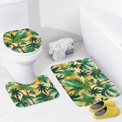 Alfombrillas de baño Hawaii de diseño elegante con tres piezas textiles confortables 3