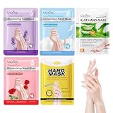 5 Paar Handmaske,Handpflege Handmasken Feuchtigkeitsspendende,Feuchtigkeitshandschuhe mit Honig Lavendel Rose Ziegenmilch Aloe,Handschuhe Handpflege,Hand Mask für Trockenes Altern Rissige Hände