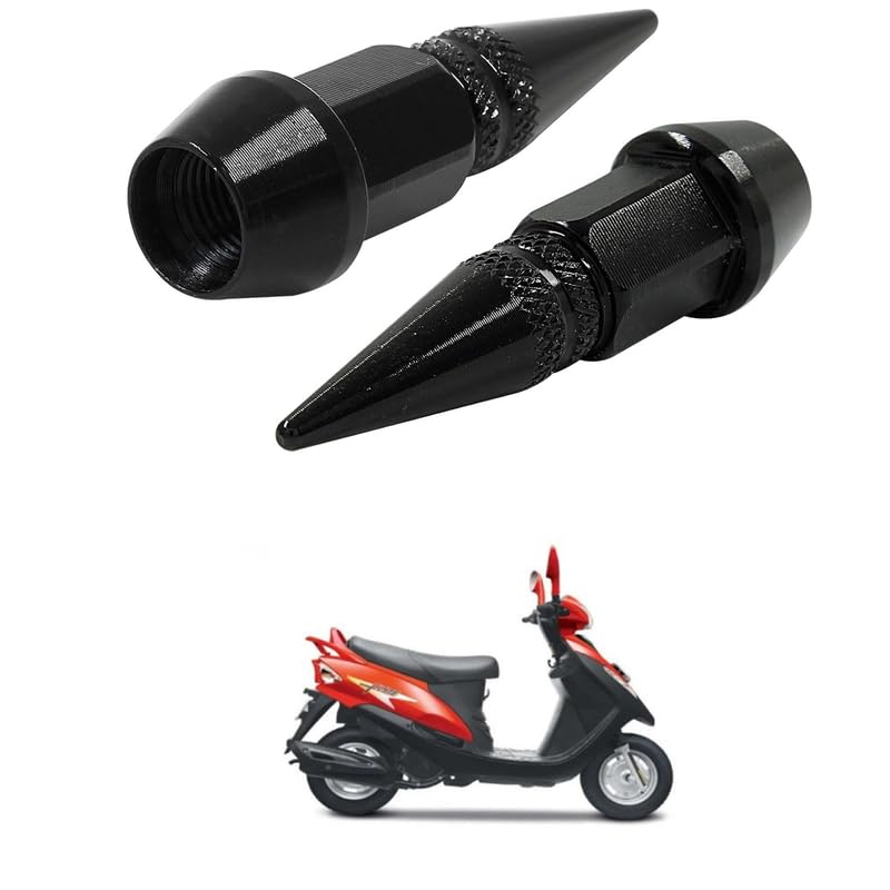 lovmoto universal spiked valve caps,aluminum alloy dustproof and waterproof tire valve stem caps, suitable for cars, trucks and motorcycles (2pcs black) comfortable with fyl-te