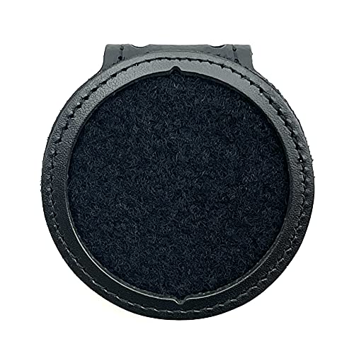 Perfect Fit Shield Wallets Alberta Sheriff Leather Belt Badge Holder with Neck Chain, Black