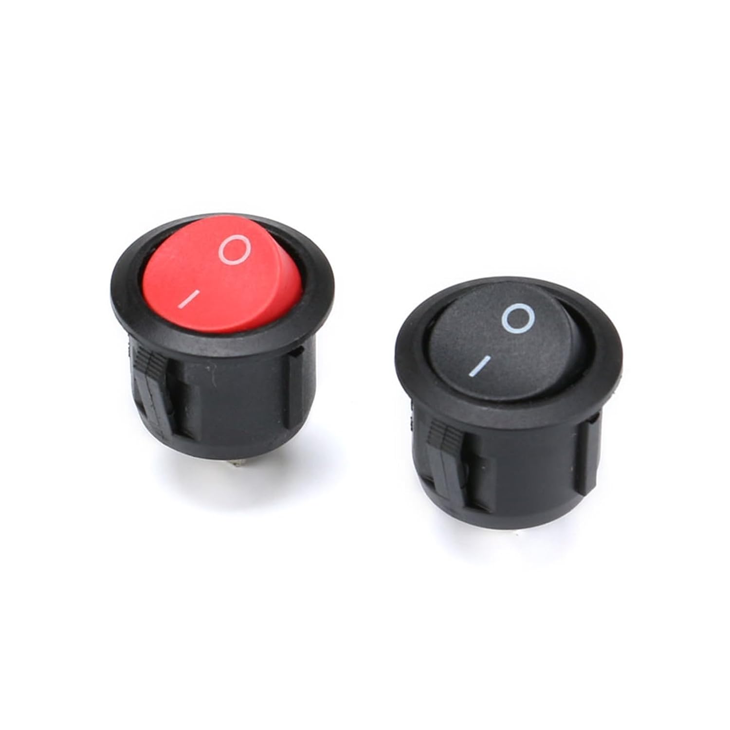 10Pcs Small Round Boat Rocker Switches 3A/250VAC Mini Round Red Black 2 Pin ON-Off Rocker Switch(Black)