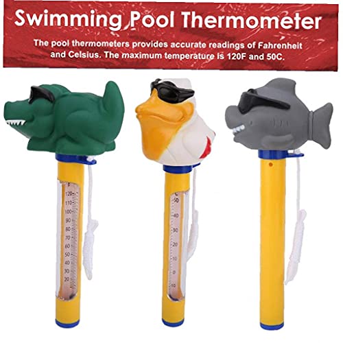 Zwembadthermometer, zwembadthermometer Drijvende temperatuurmeter Cartoon Shark vorm met touw voor zwembad Spa Hot Tub Pond - Image 6