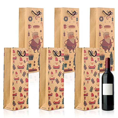 Graplan Lot de 6 sacs à vin de Noël avec poignées en corde solide pour fête de Noël, À propos du produit :, Sacs à vin de Noël Cover