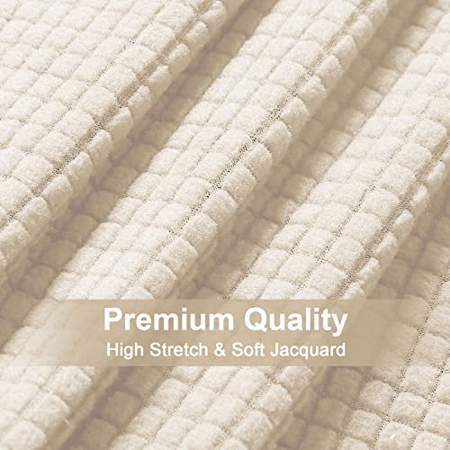 Okyuk 7-Piece Sectional Recliner Couch Covers 4 Seater & 1 Corner Seat, Corner Sofa Cover Soft Stretch Jacquard Reclining Sectional Couch Covers Anti Slip Furniture Protector (Beige) #TOP4