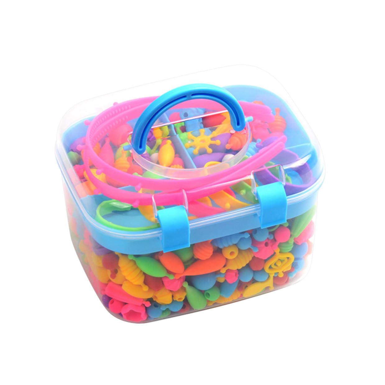 Beaupretty Kit de Pulseras para Niñas Cuentas de Plástico, Caja Portátil y Materiales para Manualidades Creativas y Decoración Infantil