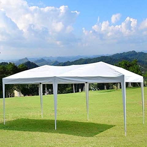 charaHOME 10 x 20 ft Heavy Duty Ez Pop Up Gazebo Canopy Tent for Outdoor Portable Gazebo Pavillion for Wedding Part Camping Patio BBQ Beach Without Sidewalls (White) Cover