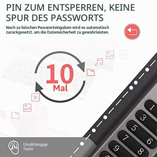 Sicheres USB Laufwerk, 32GB VerschlüSseltes USB Flash Laufwerk Hardware Passwort Erinnerung Stick mit Tastatur U Disk Flash