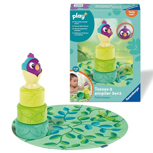 Ravensburger Play 34007 Stapeltassen für Babys, 3-in-1, Kleiner Vogel –...