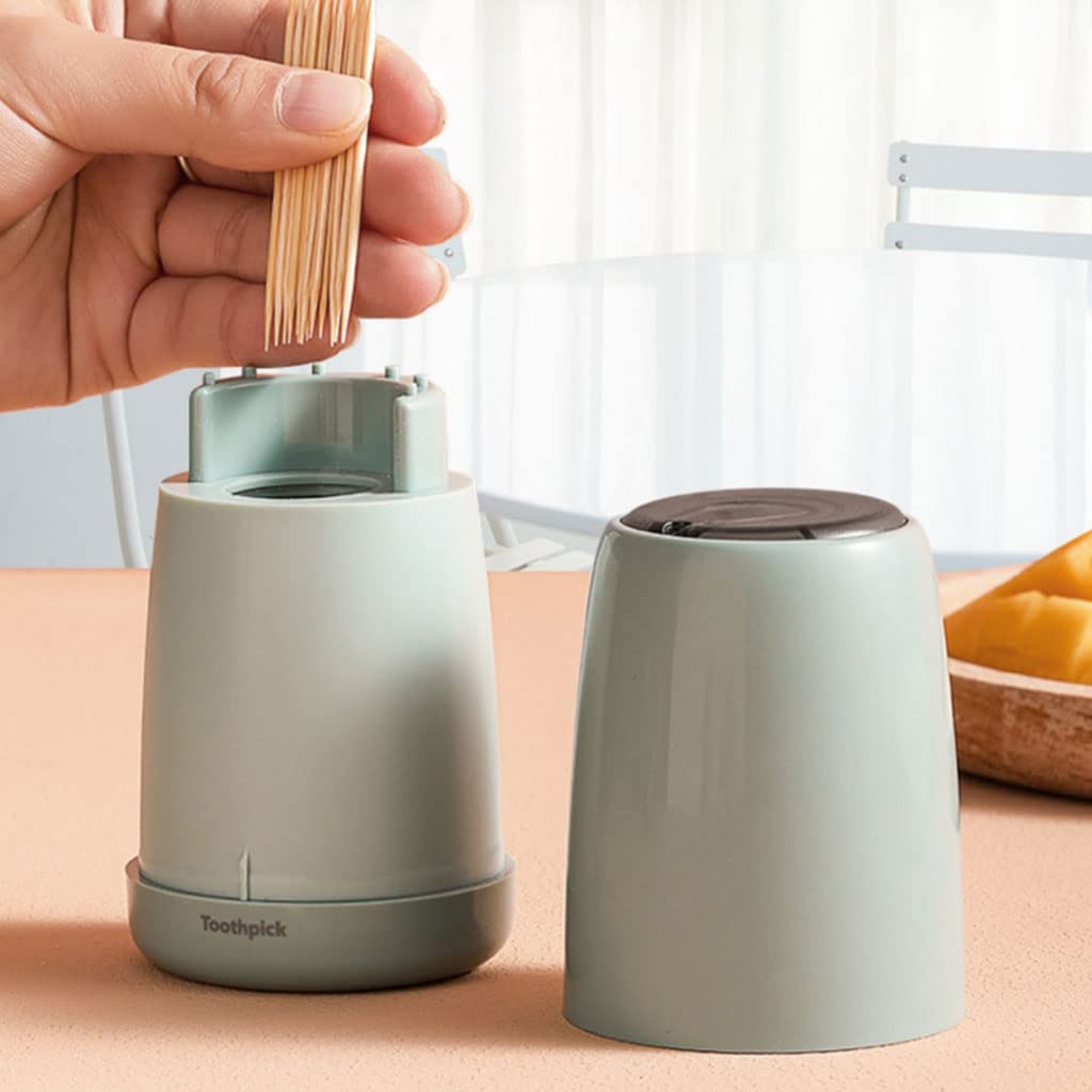 Zahnstocherspender, Zahnstocherbox, modischer automatischer Halter aus Kunststoff für den Schreibtisch, einfacher Druckknopf-Pop-up-Halter für Cafés und Hotels