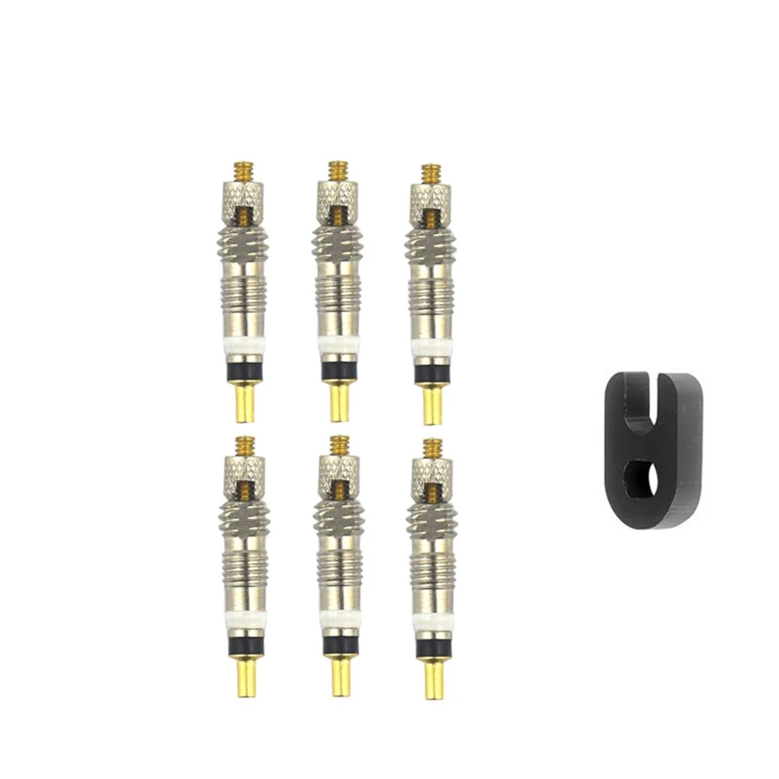 Dymkie 6Pcs Core 1Pc Tool Bicycle Removable Presta Valve Core Bike Replacement Brass Tubeless Core Remover Tool For Tubeless(6Pcs Core 1Pc Tool)